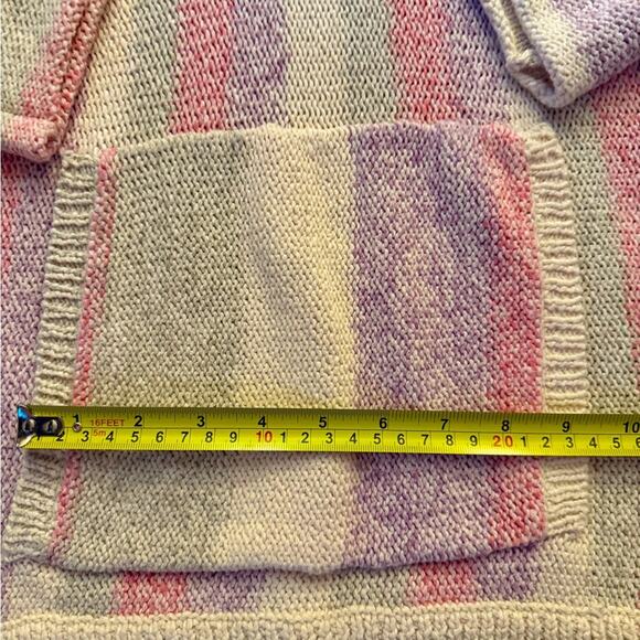 Splendid pastel striped knit pullover tunic w hood, ties, kangaroo pocket. XS/S - Picture 7 of 13
